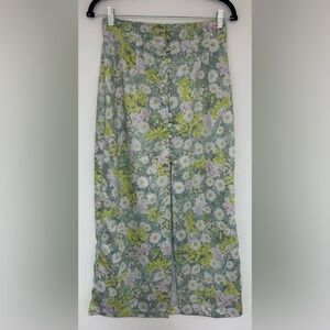 Zara Daisy Meadow Floral Printed Satin Skirt Size Small